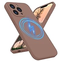Magnetic Case for iPhone 13 Pro Case, [Compatible with MagSafe] Silicone Upgraded [Camera Protection] Phone Case, Soft Anti-Scratch Microfiber Lining Inside, 6.1 inch, Light Brown