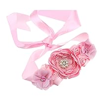 Lauthen.S Maternity Pregnancy Flower Sash Belt, Floral Pearls Sash for Baby Gender Reveal Party/Baby Shower