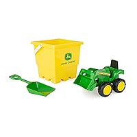 John Deere Sandbox Toy Set - Includes Dump Truck Toy, Bucket and Beach Shovel - Toddler Outdoor Toys and Farm Toys - Summer Kids Sand Toys - Green - 3 Count