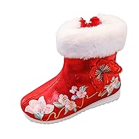 Girls Shoes Butterfly Embroidered Warm Cotton Boots Embroidered Boots National Boots Princess Girl Kids Boots