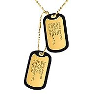 Custom4U Personalized Dog Tags Necklace for Men Dad Stainless Steel Custom Text Army Military Dog Tag Heart/Coin Pendant with Silencer Memory Chain Jewelry Gift for Men Women Father Husband Son