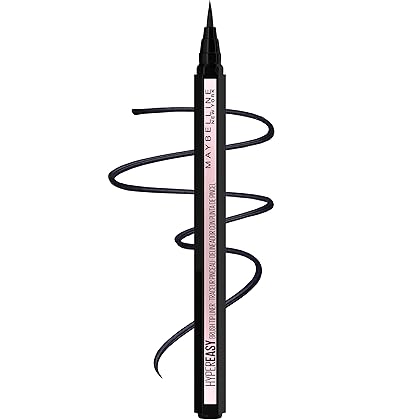 MAYBELLINE Hyper Easy Liquid Pen No-Skip Eyeliner, Satin Finish, Waterproof Formula, Eye Liner Makeup, Pitch Black, 0.018 Fl Oz