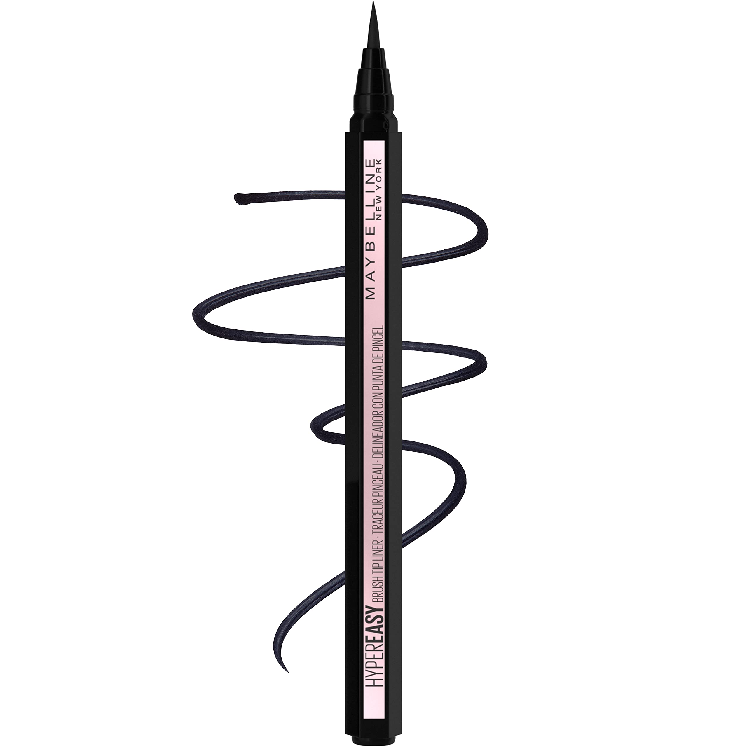MAYBELLINE Hyper Easy Liquid Pen No-Skip Eyeliner, Satin Finish, Waterproof Formula, Eye Liner Makeup, Pitch Black, 0.018 Fl Oz