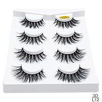 3/4/7/10 Pair 3D Faux Mink Eyelashes Natural Long False Eyelashes Dramatic Fake Lashes Makeup Extension Eyelashes (Color : 3D L12)