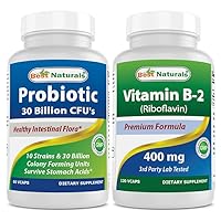 Probiotic 10 Strains & 30 Billion CFU & Vitamin B2 (Riboflavin) 400mg