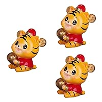 BESTOYARD 3 Pcs God of Wealth Tiger Piggy Bank Animal Cash Saving Collector Money Coin Saver Ceramic Figure Kid Dining Room Table Decor Tiger Coin Container Toy Child Resin Chinese Zodiac