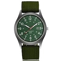 LsvtrUS Men's Military Army Watch, Stainless Steel Nylon Strap Calendar Casual Sports Wrist Watch