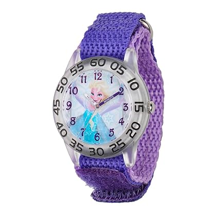 Disney Frozen Kids' Plastic Time Teacher Analog Quartz Nylon Strap Watch