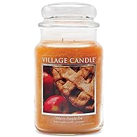 Village Candle Warm Apple Pie Large Glass Apothecary Jar Scented Candle, 21.25 oz, Brown