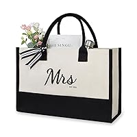 TOPDesign Mrs 2024 Bride Canvas Tote Bag, Bride Gifts Bridal Shower, Bachelorette Party, Engagement Wedding Gifts, Miss to Mrs, Bride to Be, Future Mrs Gifts