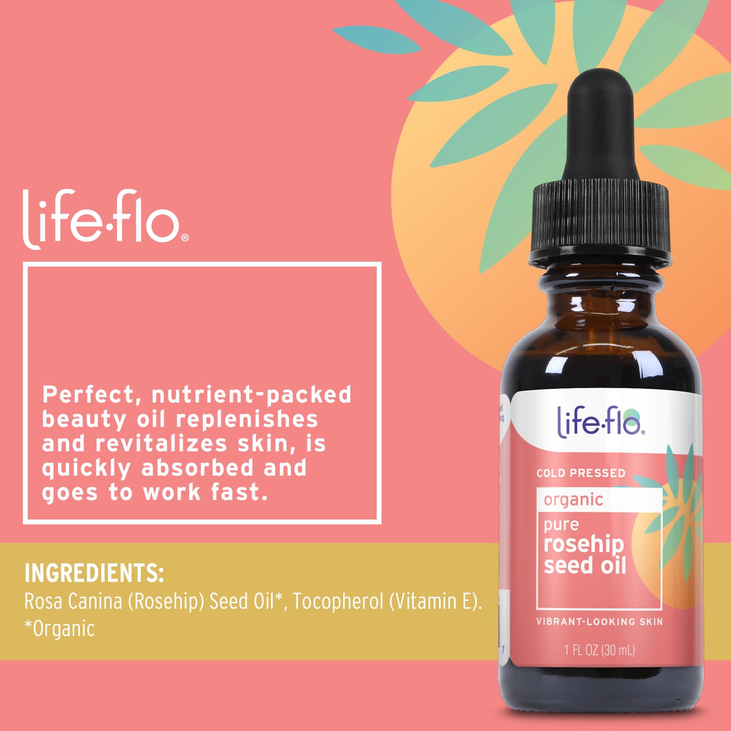 Life-Flo Pure Rosehip Seed Oil | Certified Organic & Cold Pressed | Authentic Rose Hip Oil for Face & Skin Restoration | Dry & Non-Greasy | 1 Ounce