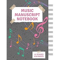 Music Manuscript Notebook: 110 Blank Staff Pages for Music Composition, Blank Sheet Music Paper
