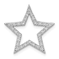 14k White Gold Small Diamond Star Chain Slide Pendant Necklace Jewelry for Women