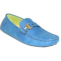 CORONADO Men Casual Shoe MOC-5 Driving Moccasin with Stitched Toe and Buckle Details Blue