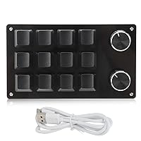 One Handed Macro Mechanical Keyboard Portable USB Mini 12 Key Multifunction DIY Programmable Keypad with Knob for Office Gaming Lab(Black)