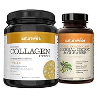 Enhanced Collagen Peptides (45 Servings) - Hydrolyzed Type I & III Total Colon Care Fiber Cleanse with Herbal Laxatives, Prebiotics, & Digestive Enzymes