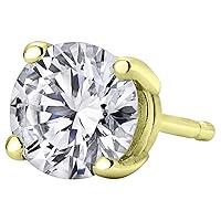 Peora 1/10 to 1/2 Carat Lab Grown Diamond Single Round Stud Earring for Men in 14K White or Yellow Gold, F-G Color, SI-I Clarity, 4 Prong Solitaire, Friction Back