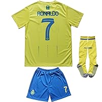 2023/2024 NASSR Riyadh Al RONALDO #7 Kids Home Soccer Jersey Shirts Football Futbol Socks Set Youth Sizes