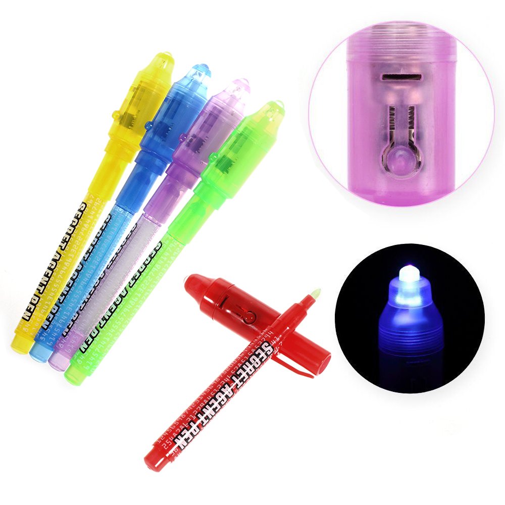 MALEDEN Invisible Ink Pen, Upgraded Spy Pen Invisible Ink Pen with UV Light Magic Marker for Secret Message and Kids Halloween Goodies Bags Toy (6pcs)