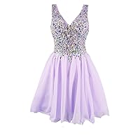 Short Crystal Prom Dress A line Chiffon Homecoming Pageant Party Ball Gown