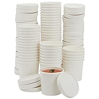 Juvale 12 oz To Go Soup Containers with Lids, Disposable Paper Bowls (50 Pack, White)