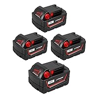 4Packs Replacement for Milwaukee M18 Battery 6.0Ah 48-11-1862 Compaitble with Milwaukee 18V Battery Tools and Charger（Black）