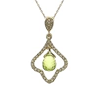 14K Yellow Gold Peridot Briolette Pendant (Chain NOT included)