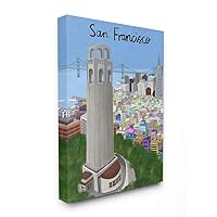 Stupell Industries San Francisco Landmark City Scene Colorful California Architecture, Designed by Carla Daly Wall Art, 16 x 20, Canvas
