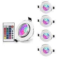 Esbaybulbs 5 Pack LED Color Changing Recessed Lighting 3W RGB Downlight Retrofit Fixture 3 inch Gimbal Recessed Lighting 16 Color Changing Ceiling Light