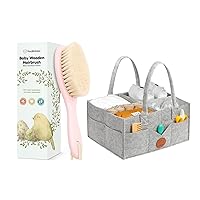 Keababies Baby Hair Brush and Baby Diaper Caddy Organizer - Baby Brush with Soft Goat Bristles - Large Baby Organizer, Diaper and Baby Essential Organizer
