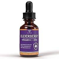 Elderberry Vitamin C and Zinc | Immune Support Supplement | Elderberry | Vitamin C with Zinc | Zinc and Vitamin C | Elderberry Supplements | Vitamin C Zinc | Elderberry Vitamins | 1 fl oz