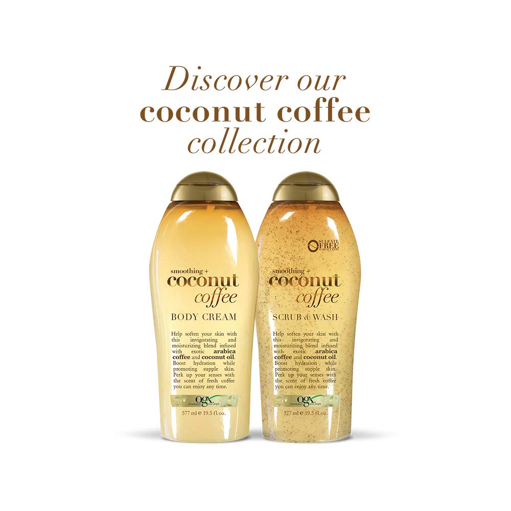 OGX Extra Creamy + Coconut Miracle Oil Ultra Moisture Body Wash, 19.5 Fl Oz Coffee Scrub and Wash, Coconut 19.5 Fl Oz