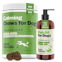 Deley Naturals Advanced Calming (120 Chews) + Wild Caught Fish Oil (16 oz) for Dogs - Omega 3-6-9, GMO Free - Made in USA