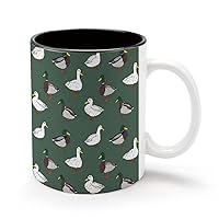 Colorful Ducks 11Oz Coffee Mug Personalized Ceramics Cup Cold Drinks Hot Milk Tea Tumbler with Handle and Black Lining