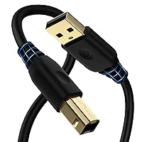 USB Printer Cable, 6FT USB 2.0 Type A Male to B Male Scanner Cord USB A to B Printer Cord High Speed for Computer, Laptop, Epson, Canon, HP, Brother, Dell, Samsung, Piano, DAC, Lexmark, Xerox,and More