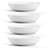 Premium Porcelain White Dinner Bowls [Set of 4]- 29oz Dinnerware Kitchen Bowls For Soups, Noodles, Pasta, Salad, Cereal, Desserts- Durable Dishwasher-Safe 8.25” Serving Bowls- Super White