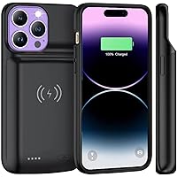 Battery Case for iPhone 14/14 Pro(6.1 inch), [8000mAh] Supports Wireless Charging, Portable Charger Case Rechargeable Extended Battery Pack Charging Case Compatible with iPhone 14/14 Pro-Black