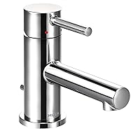 Moen Align Chrome One-Handle Single Hole Low Profile Modern Bathroom Faucet with Drain Assembly, 6191