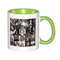Sam Heughan Collage Coffee Mug 11 Oz Ceramic Tea Cup With Handle For Office Home Gift Men Women Green