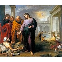 TopVintagePosters Christ Healing The Paralytic At The Pool Of Bethesda Painting By Murillo Reproduction (11” X 14” Image Size Paper)