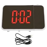 DECHOUS Digital Projection Clock, Radio Wave, Alarm Clock, Digital Projection Clock, Portable Charging, Can Be Charged as a Mirror, Table Clock, Easy Installation, Small Size, Energy Saving, Fashionable Portable Charging, Table Clock, Batteries Not Included, White