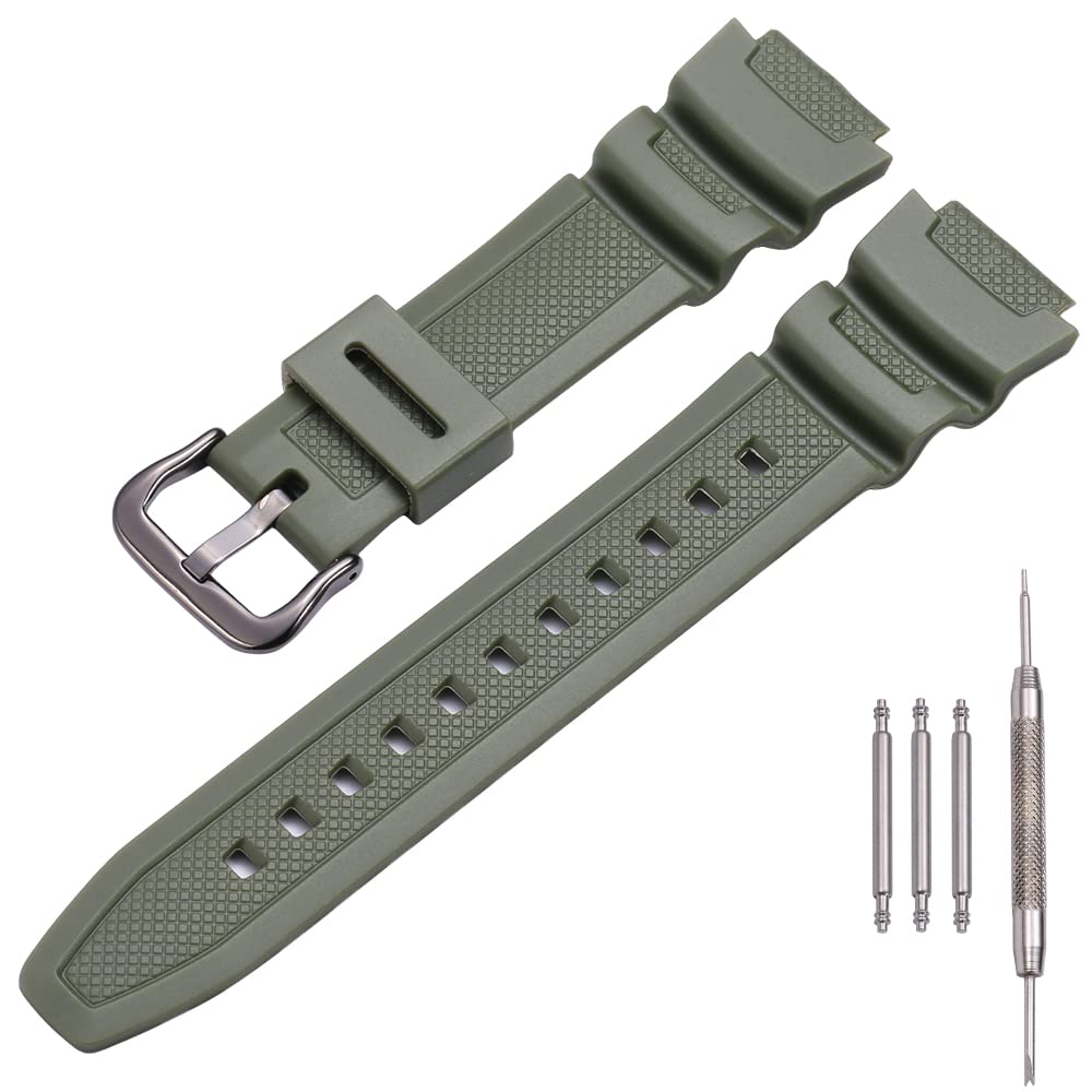 MCXGL Natural Resin Replacement Watch Band for Casio AE-1200 SGW-300H MRW-200H W-735H Waterproof Rubber strap