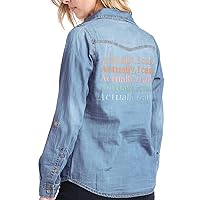 Actually I Can Women's Long Sleeve Denim Shirt - Colorful Trendy Present - Motivational Design Apparel