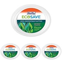 Hefty Ecosave Paper Oval Platter 100% Compostable, White, 12 Count (Pack of 4)