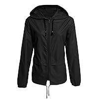 Andongnywell Lightweight Outdoor Hooded Zipper Cardigan Hiking Waterproof Raincoat Jacket Jacket Female top