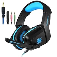 Gaming Headset Earphone 3.5mm Jack with LED Backlit and Mic Stereo Bass Noise Cancelling for Computer Game Player by SENHAI (Blue)
