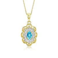 Rylos Flower Necklace with Gemstones, Diamonds & 18
