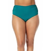 Anne Cole Plus Size Convertible High-Low Shirred Bottoms Ocean Green 16W