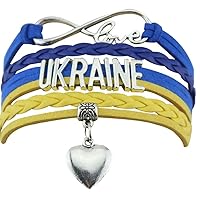 Ukraine Braided Bracelet Handmade Woven Wristbands with Heart Pendant Ukrainian String Jewelry for Women Men