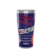 Tervis Traveler Top Gun Maverick Patch Collage Triple Walled Insulated Tumbler Travel Cup Keeps Drinks Cold & Hot, 20oz, Stainless Steel